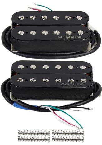 OriPure Alnico - Set di 5 pickup Humbucker per chitarra, con manico nero + set pickup al ponte