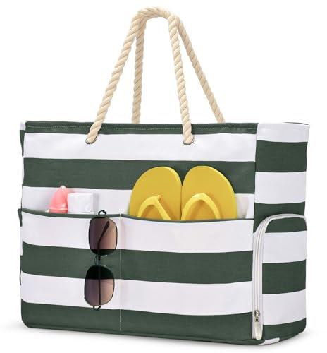 oscaurt Strandtasche XXL Familie Wasserdicht Tote Bag mit Reißverschluss Groß Einkaufstasche Badetasche Weekender Schwimmtasche Sporttasche Reisetasche Gym Bag