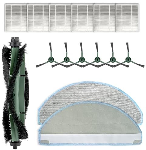 (15 Piezas) Y0110 Compatibles con iRobot Roomba Combo Robot Esencial Y0140 Y0112 Y0110 Q011 Q0120 Q0520, Roomba 105 Combo, 1 Cepillos de Rodillos, 2 Almohadillas de mop,6 Filtros,6 Cepillos Laterales