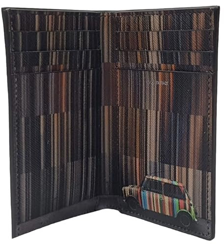 Paul Smith Portefeuille pour cartes de crédit pour homme Mini Stripe en cuir noir, Noir , Taille unique, Classique