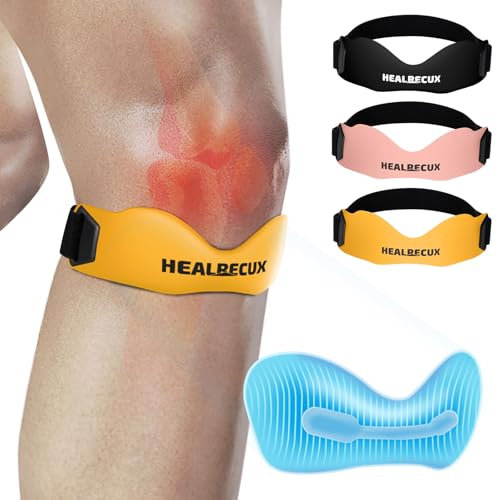 Healrecux Patellasehnenbandage, Kniescheiben Bandage Patella Knee Support für Fußball, Basketball, Laufen, Tennis, Sehnenentzündung, Volleyball und Kniebeugen, Patellasehne Kniestütze, Gelb