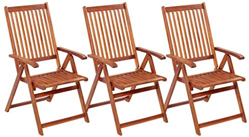 Myheimly Akazienholz Massiv Gartenstuhl Klappbar Stuhl Stühle Klappstuhl Holzstuhl Essstuhl Gartenmöbel Balkonstuhl Terrassenstuhl 3 PZ