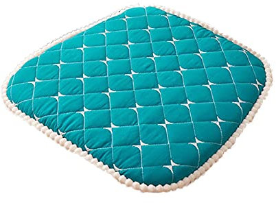 Esszimmerstuhl-Kissen-Set, rutschfeste Küchenstuhl-Pads mit Bändern, Karomuster, U-Form, Sitzkissen für Esszimmer, 45,7 x 45,7 cm, Türkis