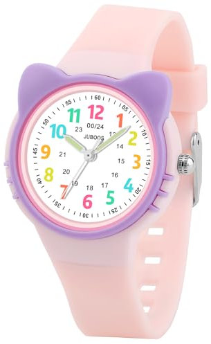 Juboos Kinderuhr Madchen, Armbanduhr Mädchen Junge Zeit Lernen Wasserdicht 3ATM,Uhr Kinder Analog 5-15