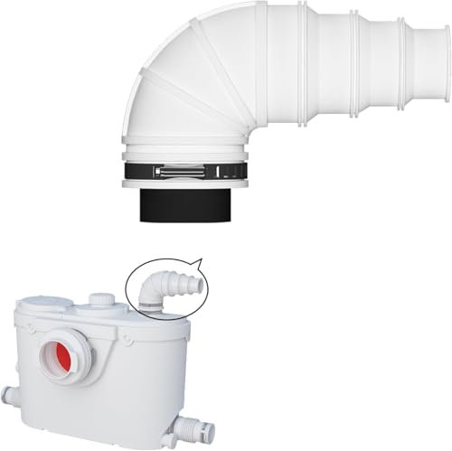 ﻿40 mm Rückschlagklappe für Abwasserpumpe, verhindert Rückfluss von Abwasser, kompatibel mit Hebeanlage WC, einfach zu installieren，90° Winkelstück mit Stufentülle und Schlauchschelle
