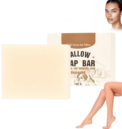 Beef Tallow Soap 113g, Kernseife Natur, Rindertalg-Hautpflege, Peeling Seife Gesicht, Natürlicher Talg-Balsam zur Hautbefeuchtung, Talg-Reinigungsseife, Lindert trockene Haut
