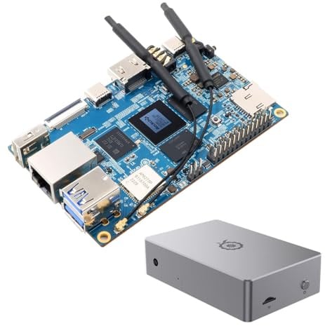 APBVIHL Orange Pi 5B 16 Go de RAM 128 Go eMMC RK3588S Processeur Open Source 8 cœurs 64 bits, compatible Orange Pi OS, Android, Debian avec étui Mental