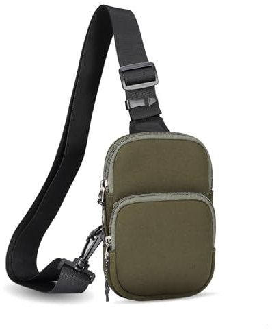 LGZADD Handy-Holster Neopren-Umhängetasche mit Schultergurt, leichte Brusttasche, kompatibel mit Reisen, Sport, Laufen, Wandern (grün), Grün , Einheitsgröße