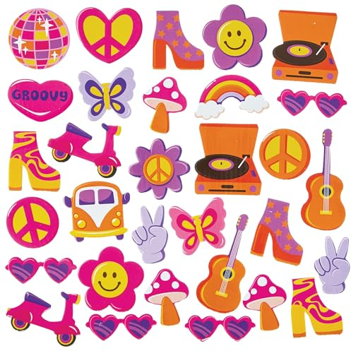 Baker Ross FN570 Groovy Foam Stickers - Pack of 120, Stickers for Kids Arts and Crafts