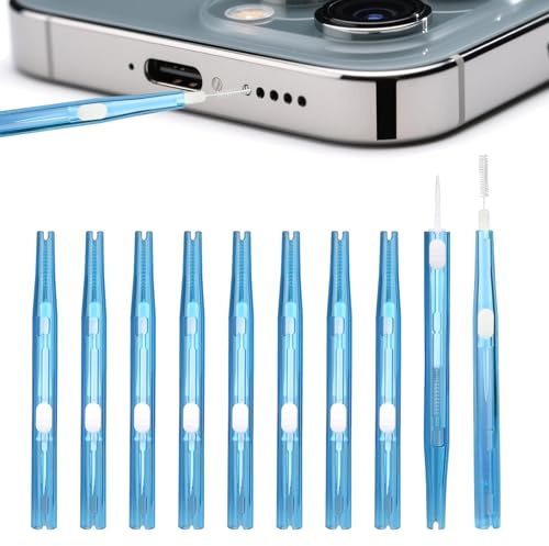 10st Handy Reinigungs Set, Verstopfungsverhütend Borsten und Haken Ladeanschluss Reinigungsbürste Doppelseitig Staubentferner Reiniger für Telefonlautsprecher Hörer Kopfhörer (Blau)