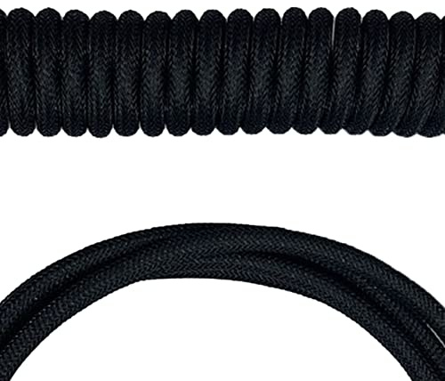 Ausla Gaming Keyboard Cable, Professional Coiled Mechanical Keyboard Cable for Gamers, Durable Retractable Design, Fits Most Mechanical (All Black)