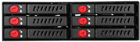 Matybobe 6 Bays Mobile Backplane Support 2.5in SATA HDD SSD Hard Drive with Cooling Fan Locker Hot-swap 6Gbps Transmission for PC 5.25in Drive Bay