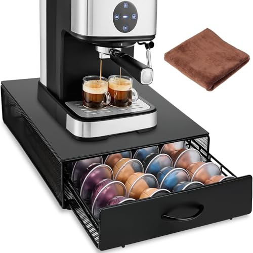 JOYBOY Cassetto Porta Cialde,Cassetto Porta Cialde Caffè,Drawer Storage Contenitore Organizer,Cassetto Porta Capsule Compatibile con Vertuoline(Capacità 40 Cialde)