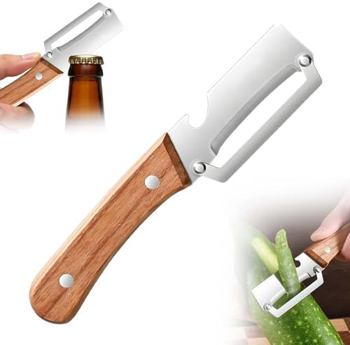 Multifunktionaler Gemüseschäler, Zero Snag Holzschäler, Sparschäler mit Holzgriff, Multifunktionsschäler, Zero Flex Schäler, Schälmesser, Kartoffelschäler, Obstschäler, Vegetable Peeler, 1 Stück