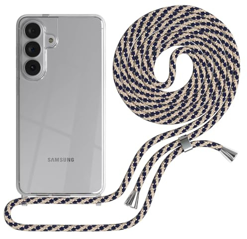 EAZY CASE Handykette kompatibel mit Galaxy S26 Plus Handyhülle mit Umhängeband, Handykordel mit Schutzhülle, Silikonhülle, Hülle Band, Stylische Kette für Smartphones, Taupe Camouflage - Clips Silber