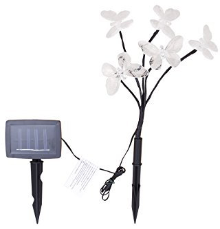 hellum Schmetterling solar, Solarlichter für außen mit 5 warmweiße LED, solar Schmetterlinge Erdspiess, Solarlampen für außen Garten, LED Lampe mit Gartenstäben 350142