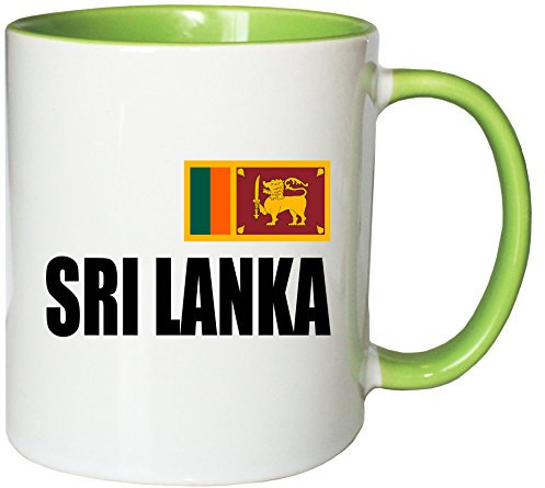 Mister Merchandise Kaffeetasse Sri Lanka Fahne Flag Teetasse Becher, Farbe: Weiß-Grün