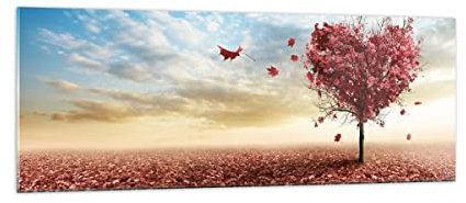 Quadro su Vetro Astrazione autunno albero foglia Stampe da Parete in Vetro 140x50cm Quadri Moderni Soggiorno Camera da Letto 1 pezzo Grandi XXL Decorazione Murale Wall Art Immagini GAB140x50-2609