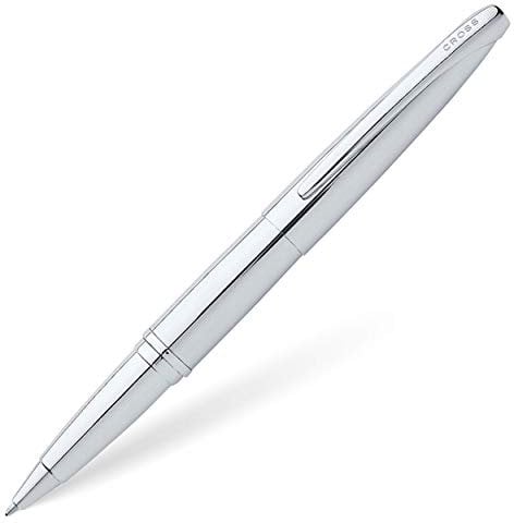 CROSS ATX Pure 885-2 Refillable Metal Chrome Rollerball Pen with Chrome-Plated Appointments, Medium Point, includes Premium Gift Box and Black Rollerball Cartridge, 1 Pack, Silver