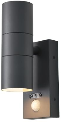 LITECRAFT Kenn Outdoor Up & Down Wall Light IP65 Rated with PIR Motion Sensor - (Anthracite)
