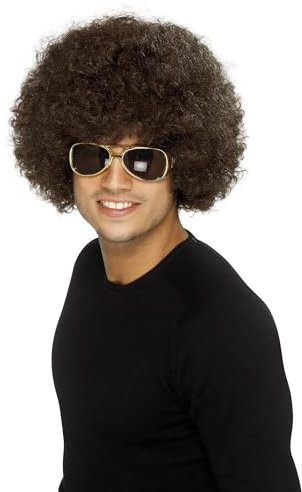 Smiffys 70er Flippige Afro Perücke, Braun, 120g