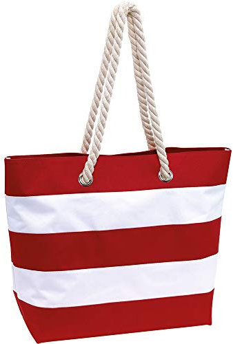 Preiswert&Gut Strandtasche Damentasche rot 2 Kordel Henkel aus Baumwolle mit Metallösen