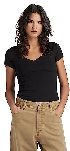 G-STAR Para Mujer Camiseta Base V-Neck Cap, Negro (Black D07211-3310-990), XL