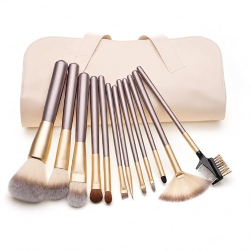 Glamza 12-Piece Champagne Brushes Set In Pouch1 Units