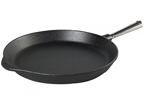Skeppshult Pfanne Edelstahlgriff Bratpfanne/Servierpfanne/Grillpfanne Gusseisen + Prymo Mikrofasertuch Farbe Bratpfanne, Größe 26 cm