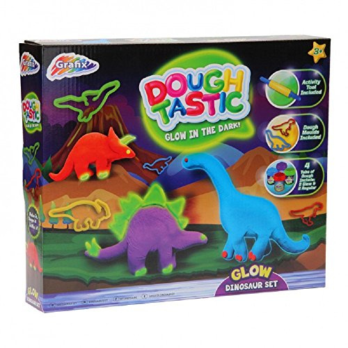 roronova Dough Tastic Glow in The Dark Dinosaur Set Make Your Own Clay Dinosaur
