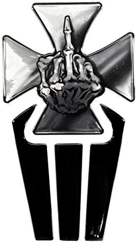 BIKE-label Tankpad 3D Iron Cross Chrom-Optik Tank-Schutz für Motorrad-Tank 502260VA