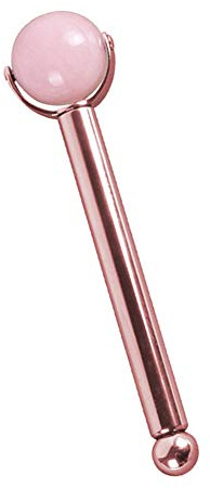 Quarzo rosa giada rullo per viso massaggiatore 100% Giada pietra naturale del viso rullo massaggiatore viso occhi collo massaggiatore anti invecchiamento terapia per le donne, colore rosa e oro