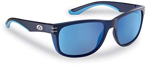 Flying Fisherman 7873NSB Lunettes de soleil polarisées à double tête, monture marine, verres miroir bleu fumé, taille M