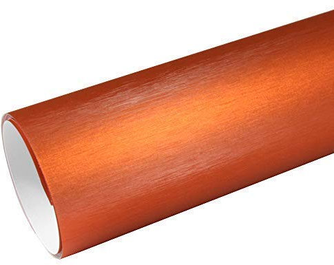 Rapid Teck® 8,55€/m² AutoFolie Serie z560 Chrom 3D Brushed Orange 1m x 1,52m Alu gebürstet selbstklebende Premium Car Wrapping Folie mit Luftkanal