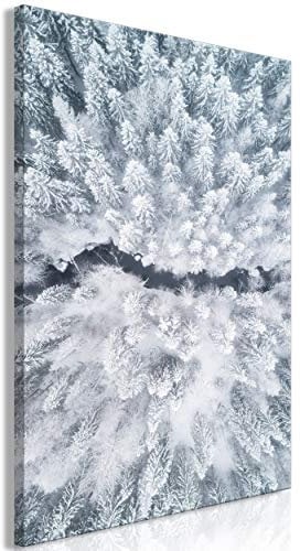 decomonkey Bilder Wald Winter 40x60 cm 1 Teilig Leinwandbilder Bild auf Leinwand Vlies Wandbild Kunstdruck Wanddeko Wand Wohnzimmer Wanddekoration Deko Natur Schnee