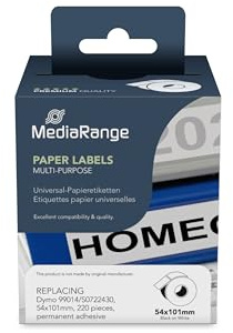 MediaRange Etiketten ersetzt Dymo 99014/S0722430 54 x 101 mm 220 Stück Weiß | 220 Stück | permanent haftend | Weiß