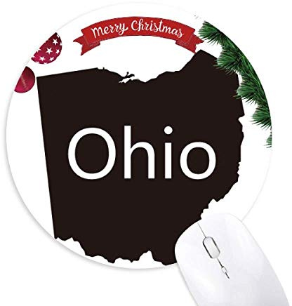 Ohio America USA Map Silhouette Round Rubber Mouse Pad Christmas Tree Mat