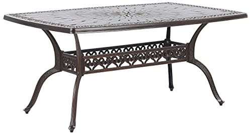 Gartentisch dunkelbraun Aluminium rechteckig Retro-Optik Bistro Garten Lizzano