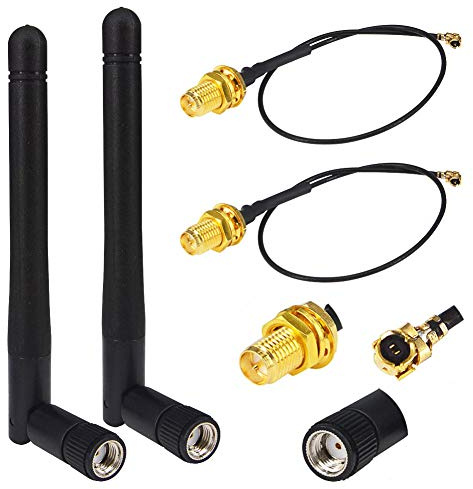 YILIANDUO Kit Antenna WiFi 2.4GHz 2dBi con cavo UFL-RP SMA 17cm | 2 pezzi. Antenna RP-SMA maschio + cavo U.FL a RP-SMA femmina. Per router, Mini PCIe, ripetitori, PC, drone FPV e PS4.