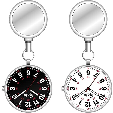 Speidel - Orologio da taschino per infermieri medici, orologio da polso con lancetta dei secondi, facile da leggere, corda retrattile