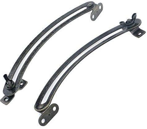 Geesatis Overlay Soft Close Hinges,Door Folding Lid Support Hinge,Bronze Left and Right Hand Lid Support,Lifters Bronze Curved Down Flap Lever with Mounting Screws,2 Pack 1 Pairs