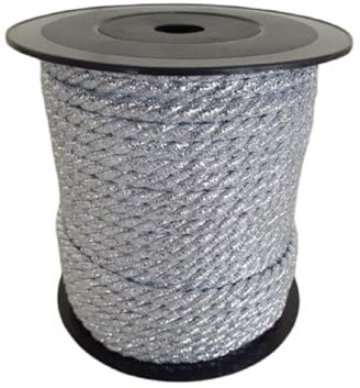 PIZZITALIANI Passamaneria Decorativa – Cordone Intrecciato Argento Lurex, diametro 6 mm x 25 m, Made in Italy, Nastro Corda, Cordoncino Metallizzato a 3 capi, per fai da te e decorazioni natalizie