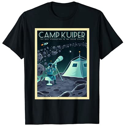 Retro Space Tourismus Camp Kuiper Gürtel Camping Sternenbeobachtung T-Shirt