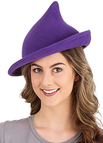 Lila Filzen Modern Hexe Halloween Kostüm Cosplay Hut für Erwachsene und Kinder