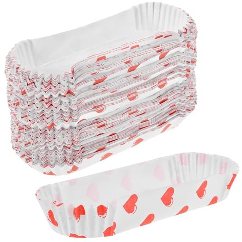 200Pcs Mini Boat Shape Cake Paper Cups, Greaseproof and Heat-Resistant Baking Trays, White Heart Design for Weddings, Proposals, Parties, and Snack Serving