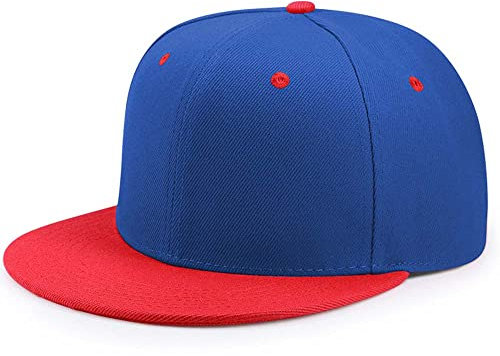 YEKEYI Cappello da baseball unisex con visiera per papà cappello da pesca piatto regolabile Snapback cappello unisex hip hop berretto da baseball, Rosso blu, taglia unica