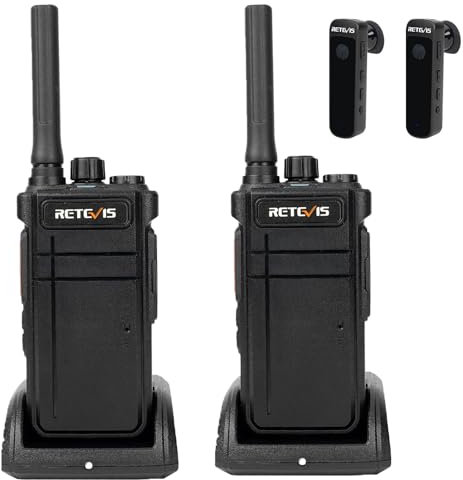 Retevis RB637 Funkgerät, Bluetooth Walkie Talkie, Bluetooth-Kopfhörer, Kabellose Kopie, Typ-C, Wiederaufladbares Langstrecken Walkie Talkie zum Radfahren (Schwarz, 2 Stück)