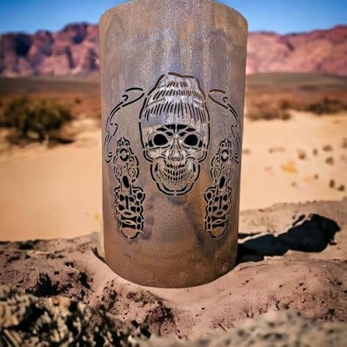 TiKo-Design Feuertonne - Lagerfeuertonne - Feuerkorb mit Skull Motiv – Verleihen Sie Ihrem Garten EIN besonderes Ambiente für unvergessliche Abende mit ihren Freunden