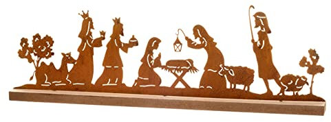 Dio only for you Dekoleiste Weihnachtskrippe | Krippe Weihachtsfiguren | Metall Rost | 50x17 cm | Weihnachten