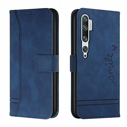 Bravoday Hülle für Xiaomi Mi Note 10 / Xiaomi Mi Note 10Pro / Xiaomi CC9 Pro, PU Ledertasche Handyhülle Flip Schutzhülle Kompatibel mit Xiaomi Mi Note 10, mit Kartenfäch & Kickstand, Blau
